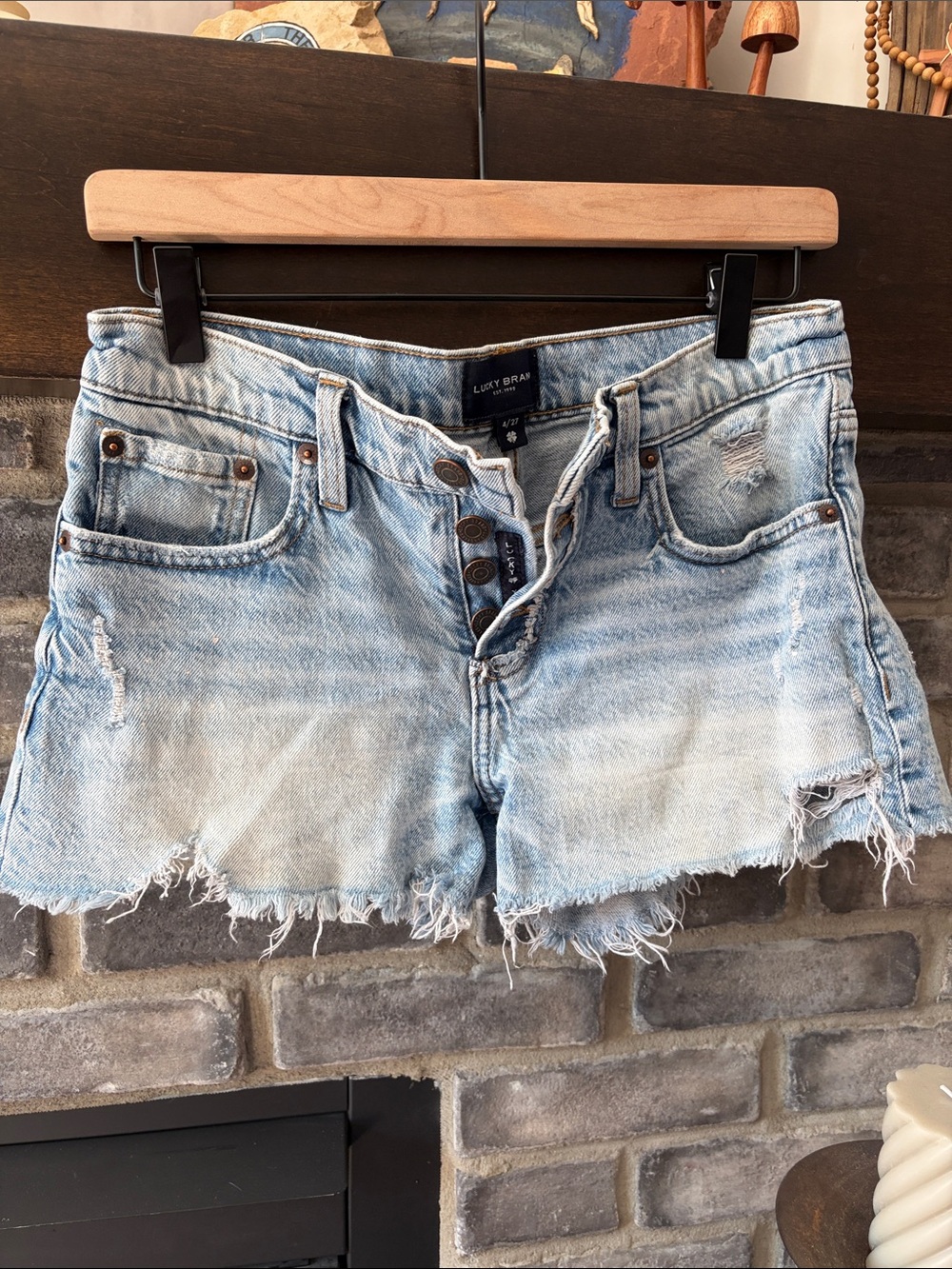 Lucky Brand Light Blue Distressed Denim Jean Shorts